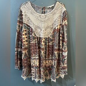 Indigo Thread Co. Lace Floral patchwork  Top